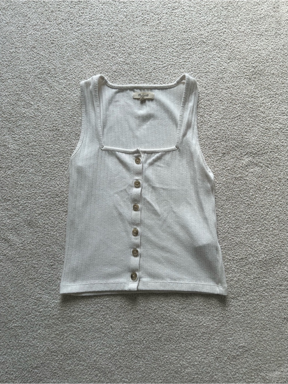 Madewell Cream Button Down Square Neck Tank